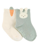 Kit meia bebê 2 pares coelho multicor