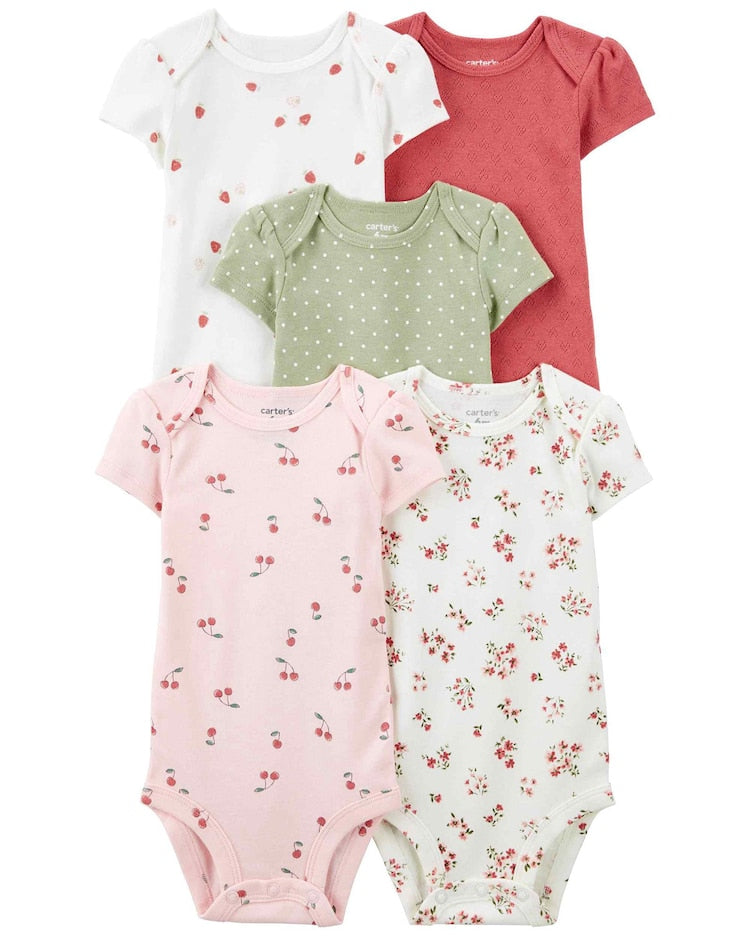 Kit body bebê 5 peças cerejas poá multicor | Carter's