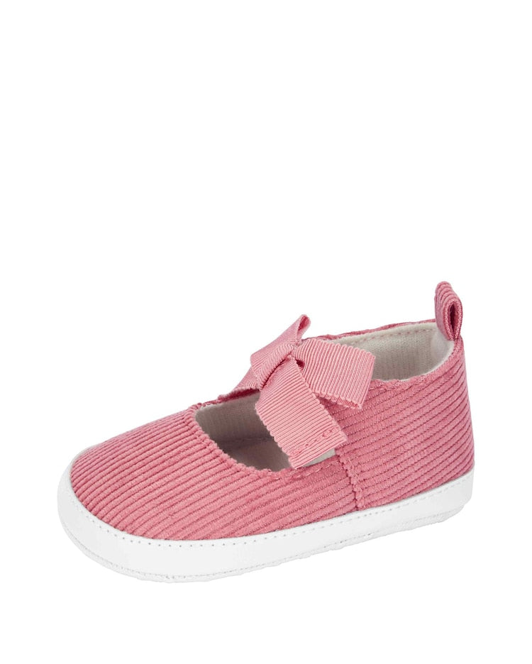 Sapato bebê texturizado laço rosa