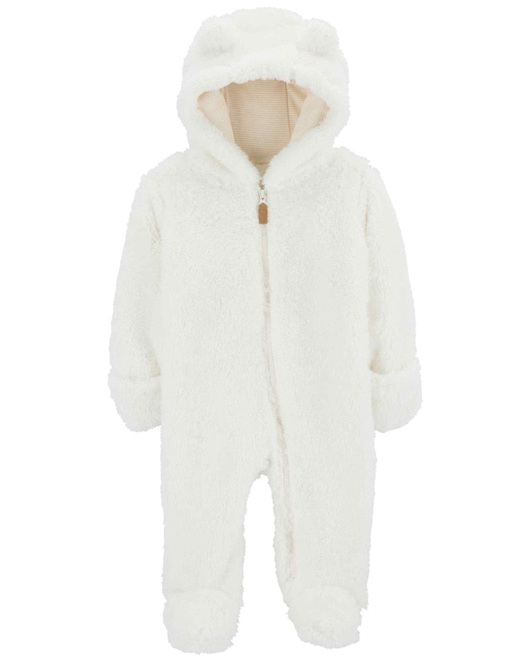 Macacão bebê sherpa com capuz de urso bege | Carter's