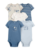 Kit body bebê 5 peças ombros transpassados panda multicor