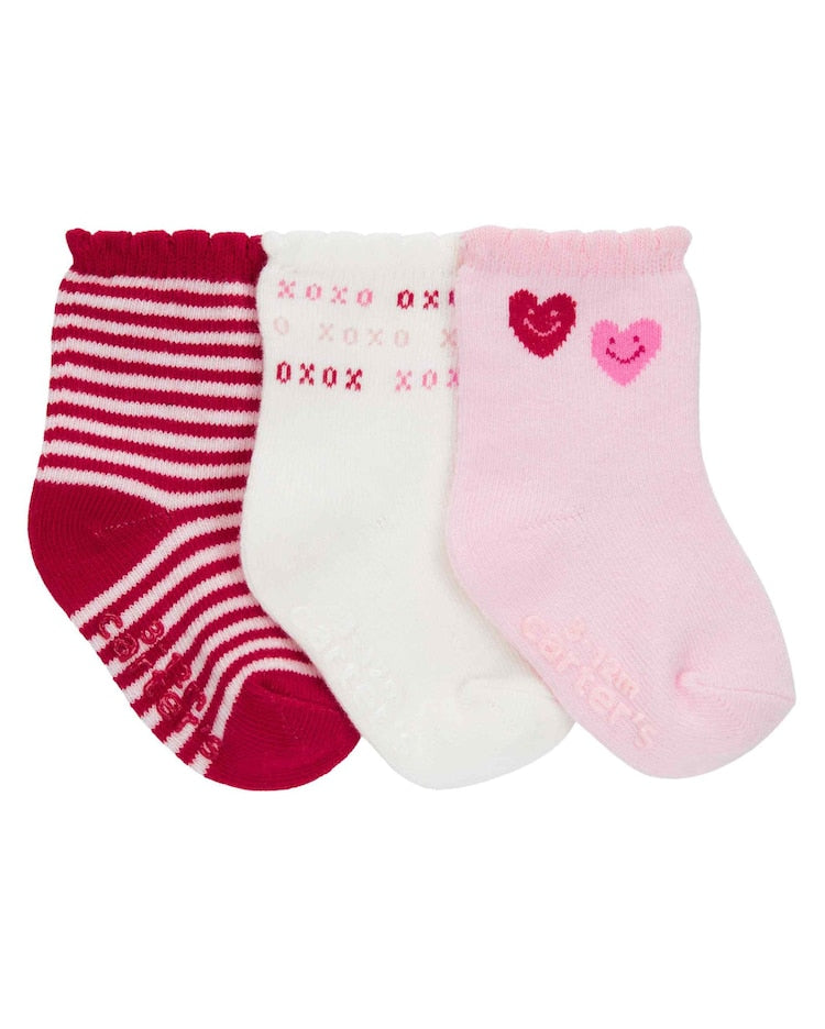 Kit meia bebê 3 pares xoxo multicor | Carter's