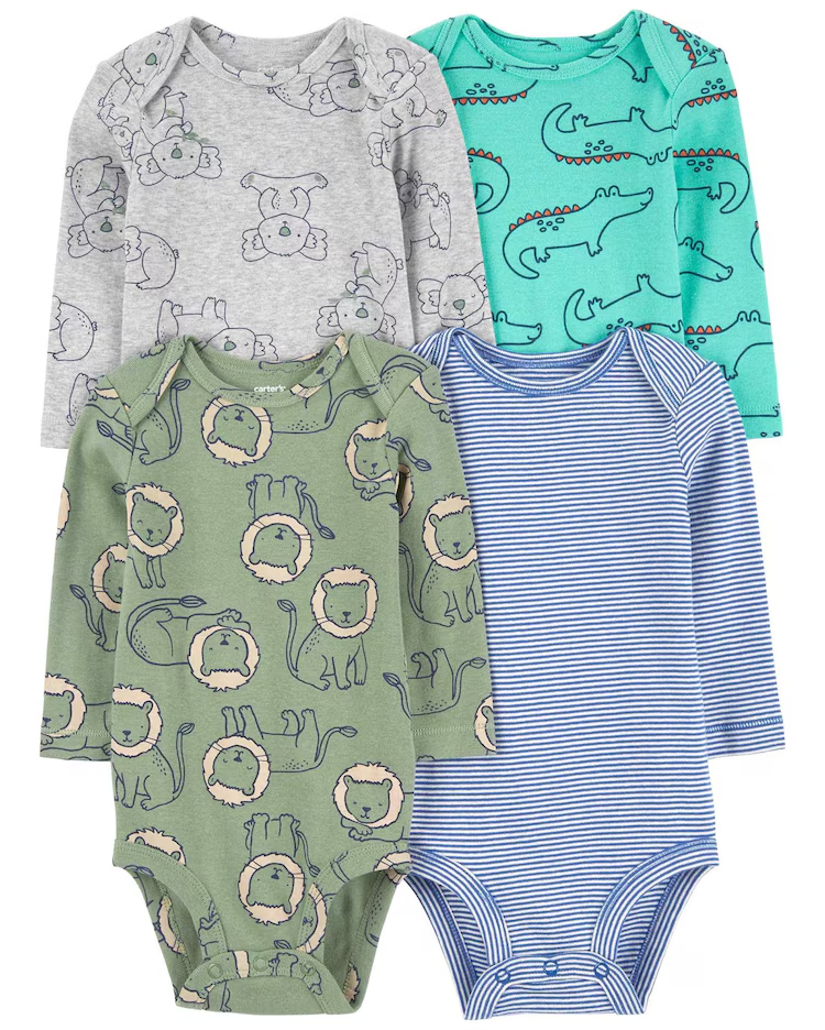 Kit body bebê 4 peças leão e jacaré multicor |