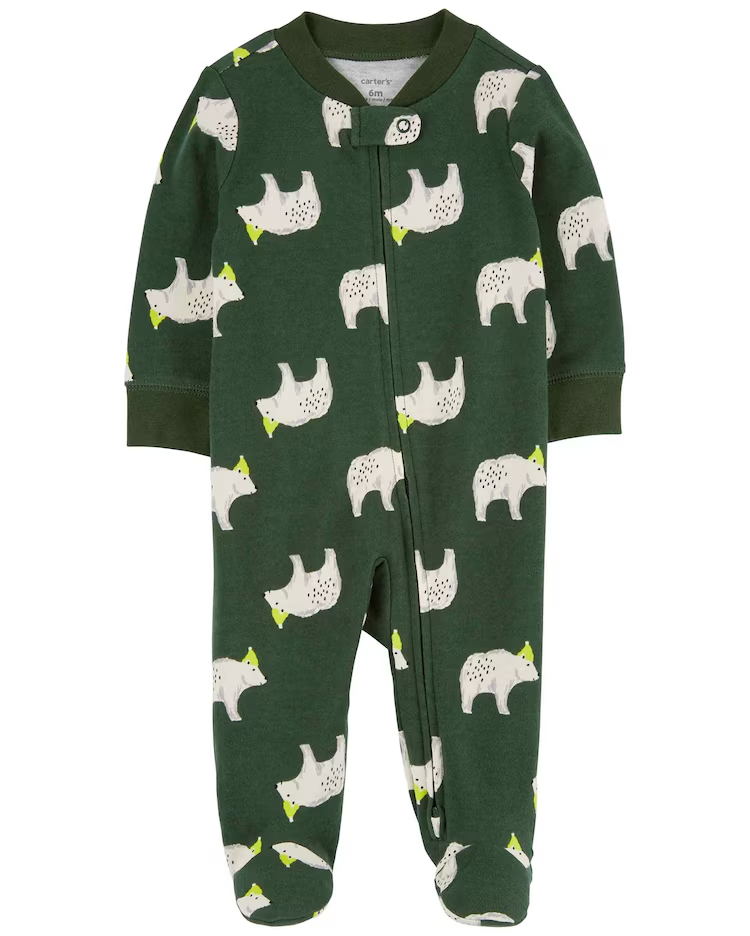 Macacão bebê urso com touca verde |