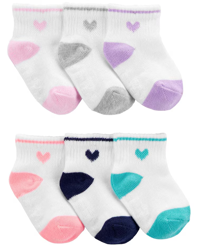 Kit meia infantil 6 pares com corações multicor |