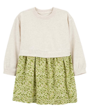 Vestido infantil floral manga longa multicor |