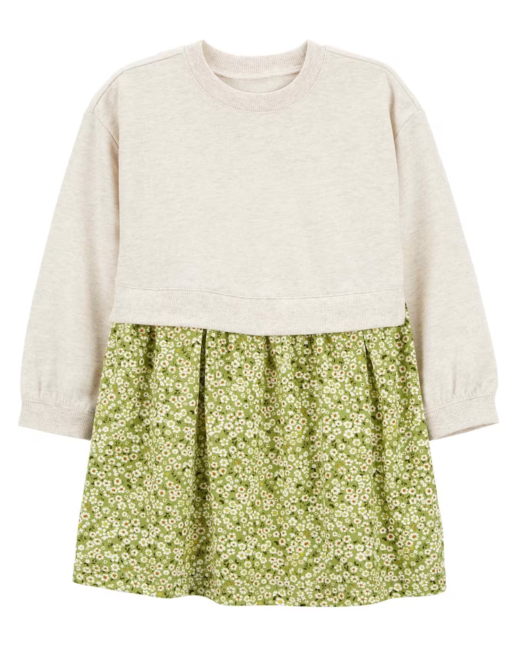 Vestido infantil floral manga longa multicor |