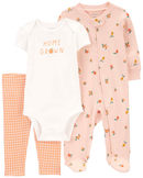 Kit conjunto longo bebê 3 peças + kit cueiro 4 peças listrado + caixa presente M multicor | Carter's