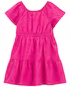 Vestido infantil evasê em laise rosa |