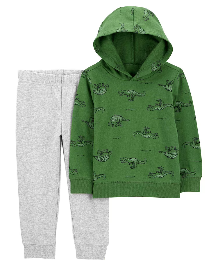 Conjunto longo de moletom infantil 2 peças dinossauro multicor |