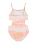 Maiô infantil recorte nas laterais tie dye rosa |