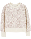 Blusa de moletom infantil animal print bege |