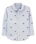 Camisa infantil dinossauro manga longa azul |