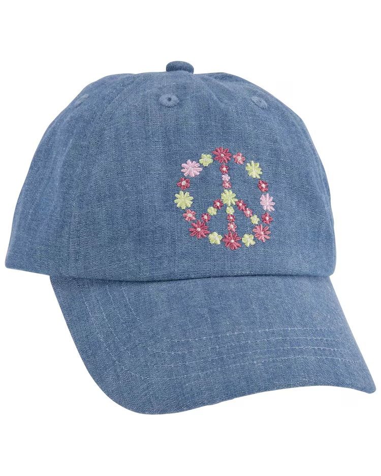 Boné jeans infantil aba curva bordado floral azul |