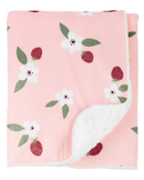 Cobertor bebê floral fleece rosa