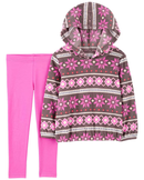 Conjunto longo infantil 2 peças fleece floral geométrico multicor |
