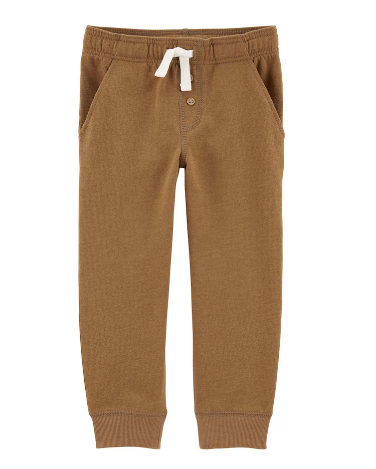 Calça de moletom infantil com botão marrom |