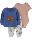 Conjunto longo bebê 3 peças de moletom mamute multicor |