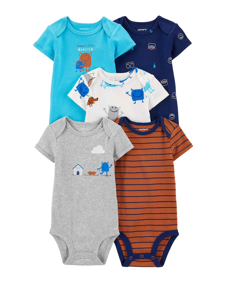 Kit body bebê 5 peças monstrinhos multicor |