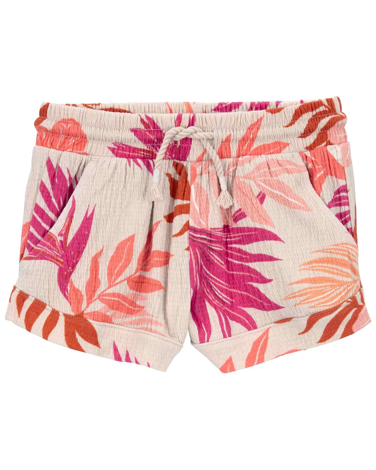 Short infantil cós de elástico folhagens bege |