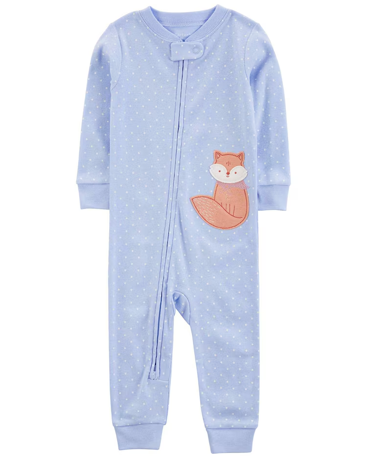 Macacão pijama bebê com pezinho raposa azul |