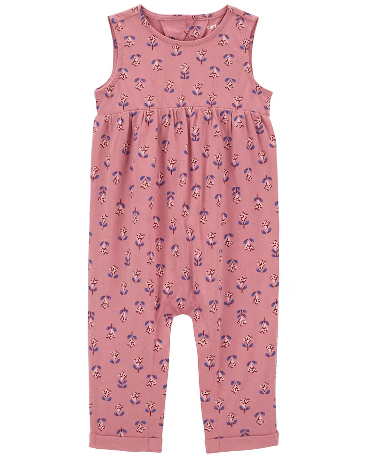 Macacão bebê barra dobrada floral rosa | Carter's
