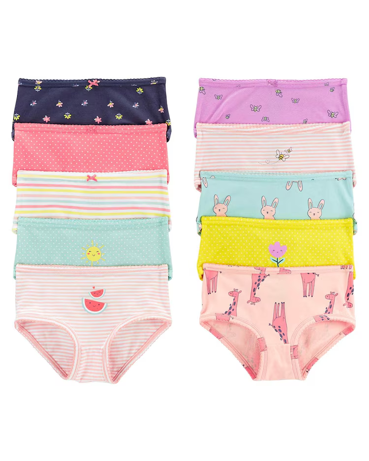 Kit calcinha infantil 10 peças estampadas rosa |