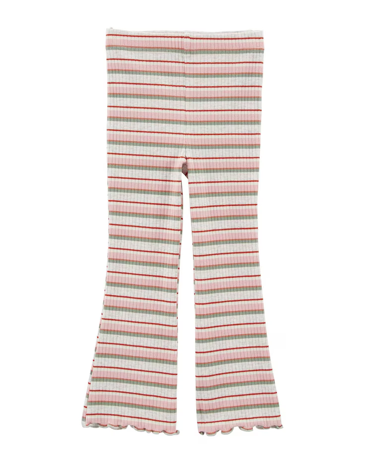 Calça infantil flare canelada em ripple listrada multicor |