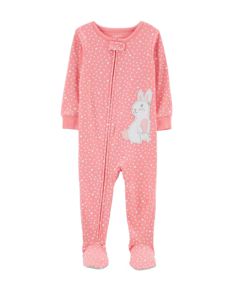 Macacão pijama infantil de poás coelho rosa |