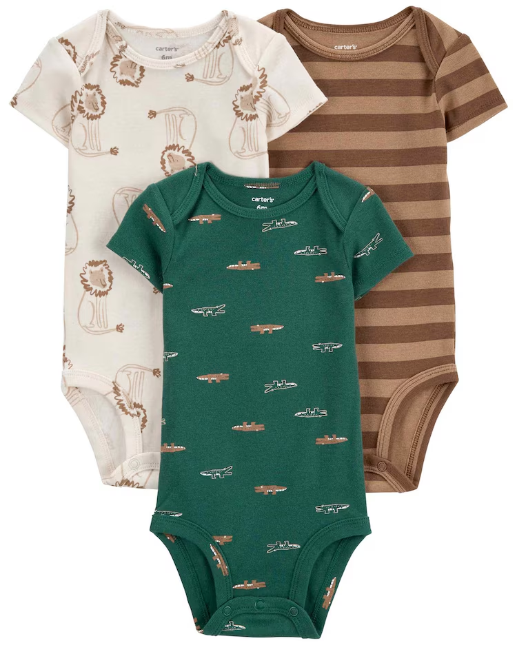 Kit body bebê 3 peças leão e jacaré multicor |