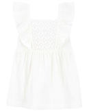 Vestido bebê com babados e laise branco | Carter's