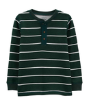 Camiseta infantil listrada manga longa verde |